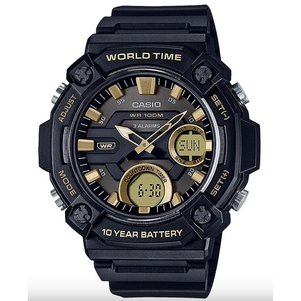 Casio Men's Watch Casio Oversize 10 Year Battery Black (Ø 52 Mm)