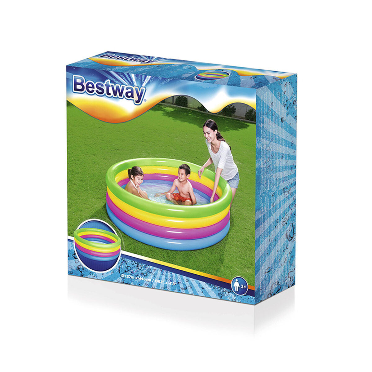 Bestway Inflatable Paddling Pool For Children Shine Inline Rainbow 157 X 46 Cm