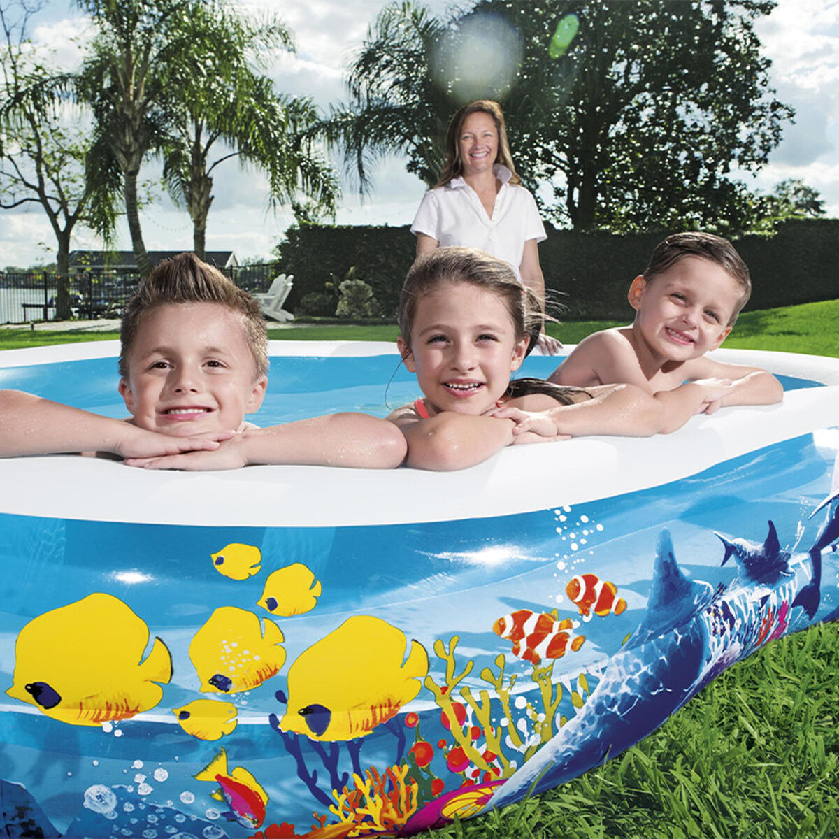 Bestway Inflatable Paddling Pool For Children Bestway Multicolour 262 X 157 X 46 Cm
