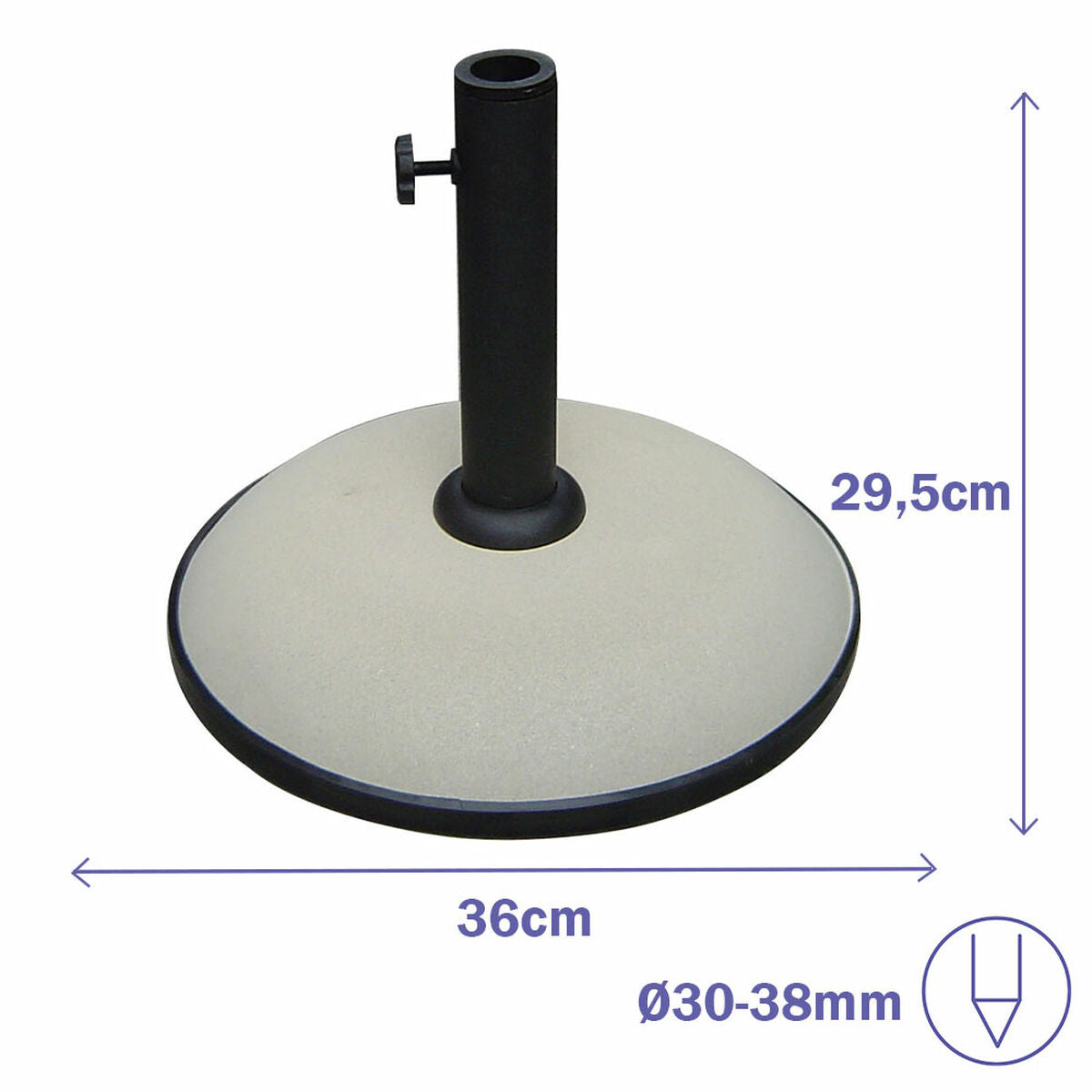 Marbueno Round Umbrella Base Cement 36X29.5 Cm 11Kg White Garden, Pool, Terrace 10445