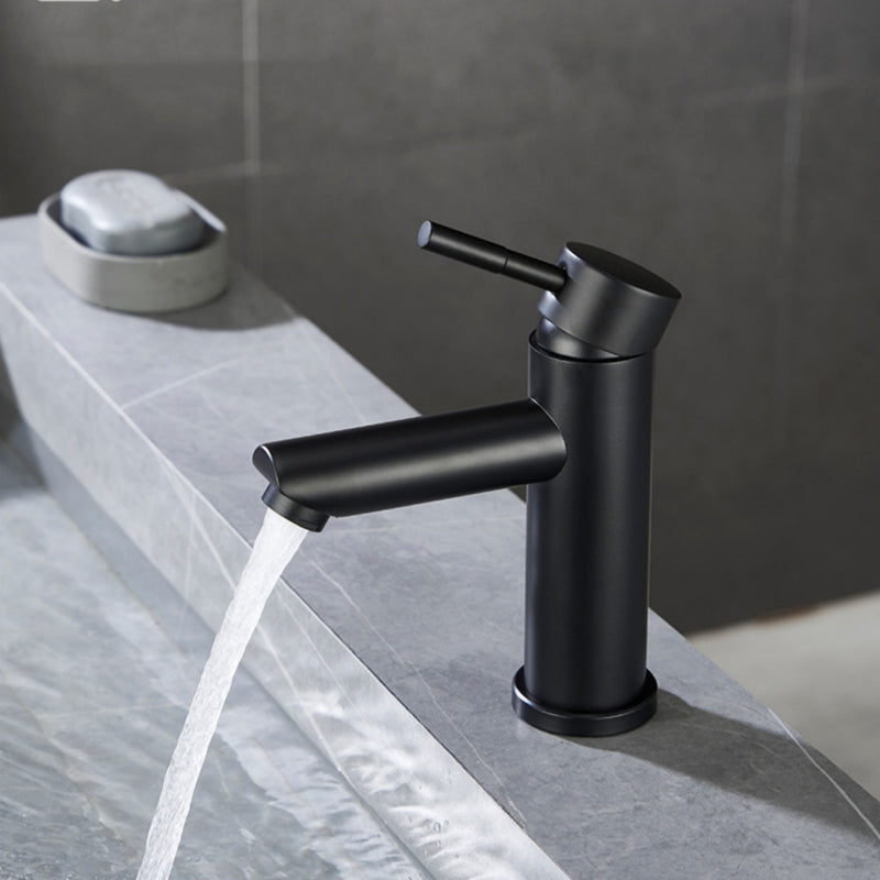 Stainless Steel Black Straight-spout Basin Faucet
